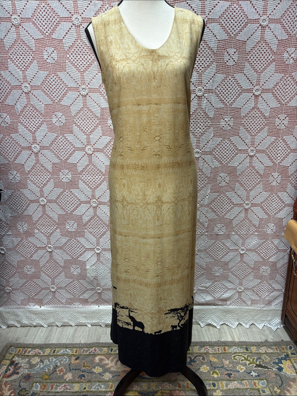 Vintage Made in Canada Safari Maxi Dress Sz M